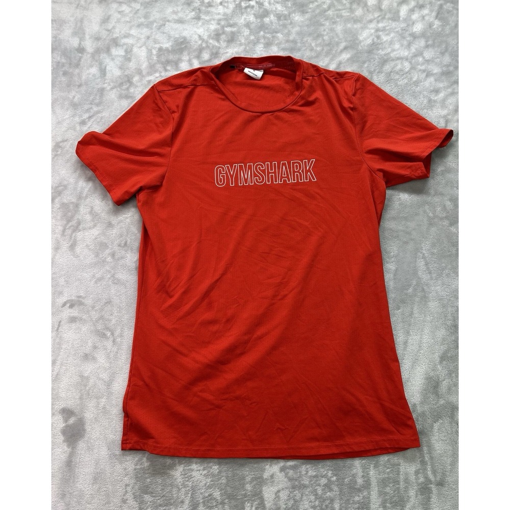 Gymshark T-Shirt Men Med Red Short Sleeve Gym Workout Lifting Performance Active
